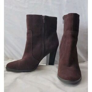Carlos by Carlos Santana Sz 9 Brown Suede Zip Heel Mid Calve Boots Western-core